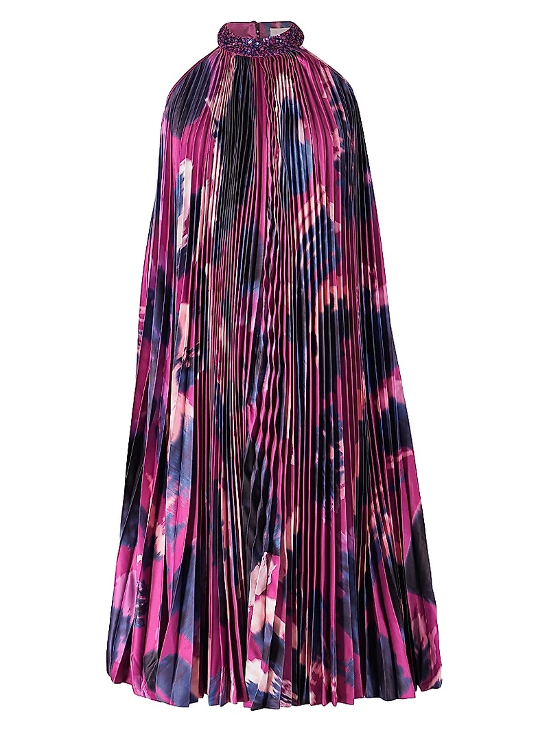 Pleated Halterneck Midi Dress