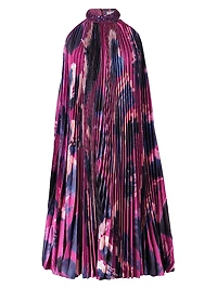 Pleated Halterneck Midi Dress