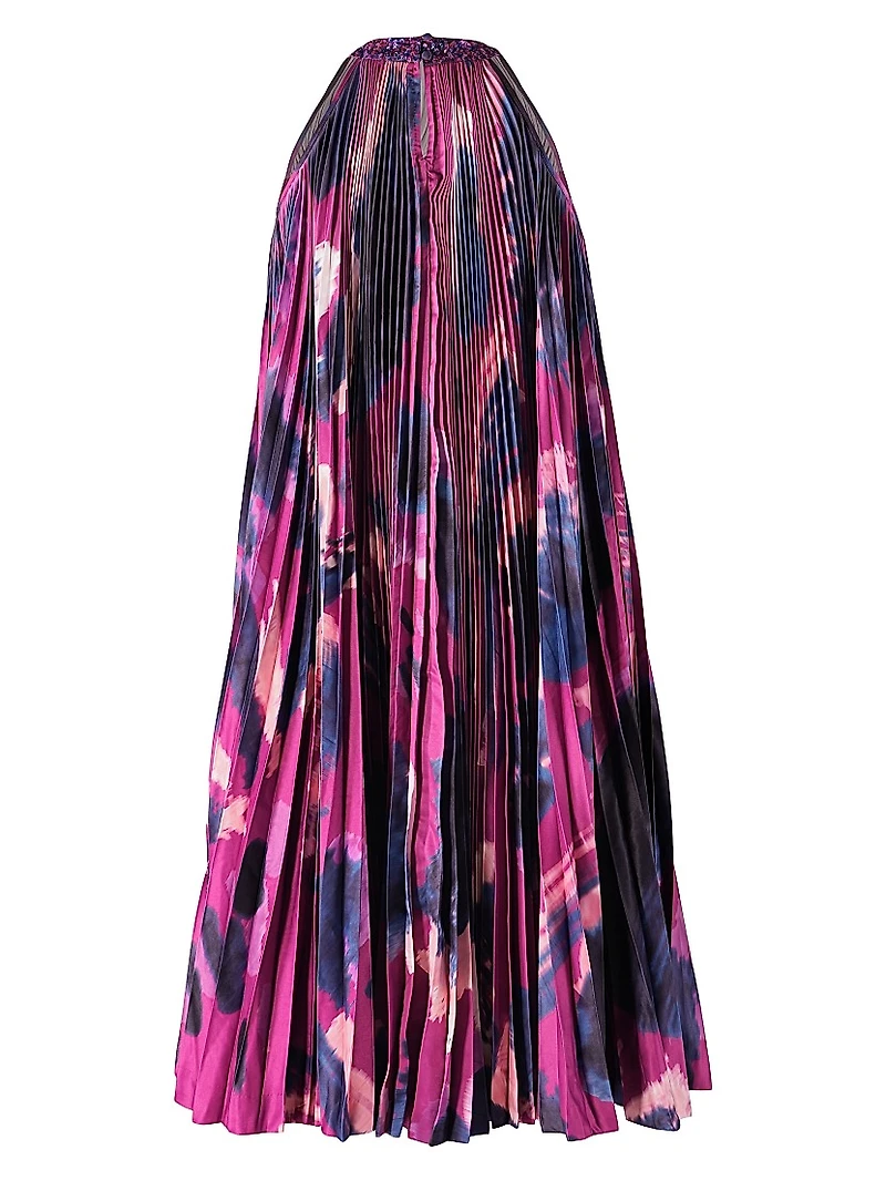 Pleated Halterneck Midi Dress