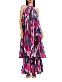 Pleated Halterneck Midi Dress