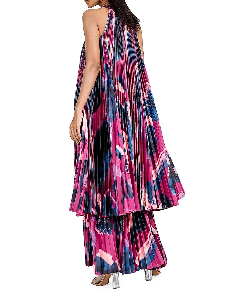 Pleated Halterneck Midi Dress