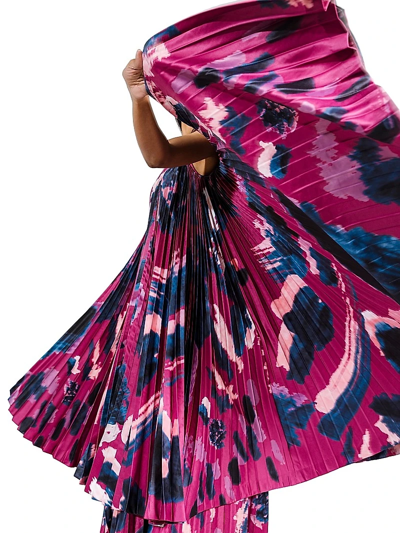 Pleated Halterneck Midi Dress