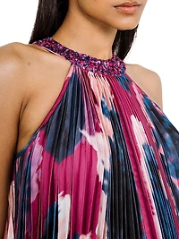 Pleated Halterneck Midi Dress