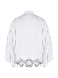 Cotton Scallop-Hem Oversized Shirt