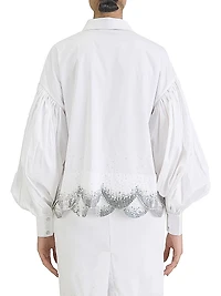Cotton Scallop-Hem Oversized Shirt