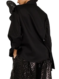 Wing Appliqué Cotton Asymmetric Shirt