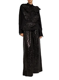 Wing Appliqué Cotton Asymmetric Shirt