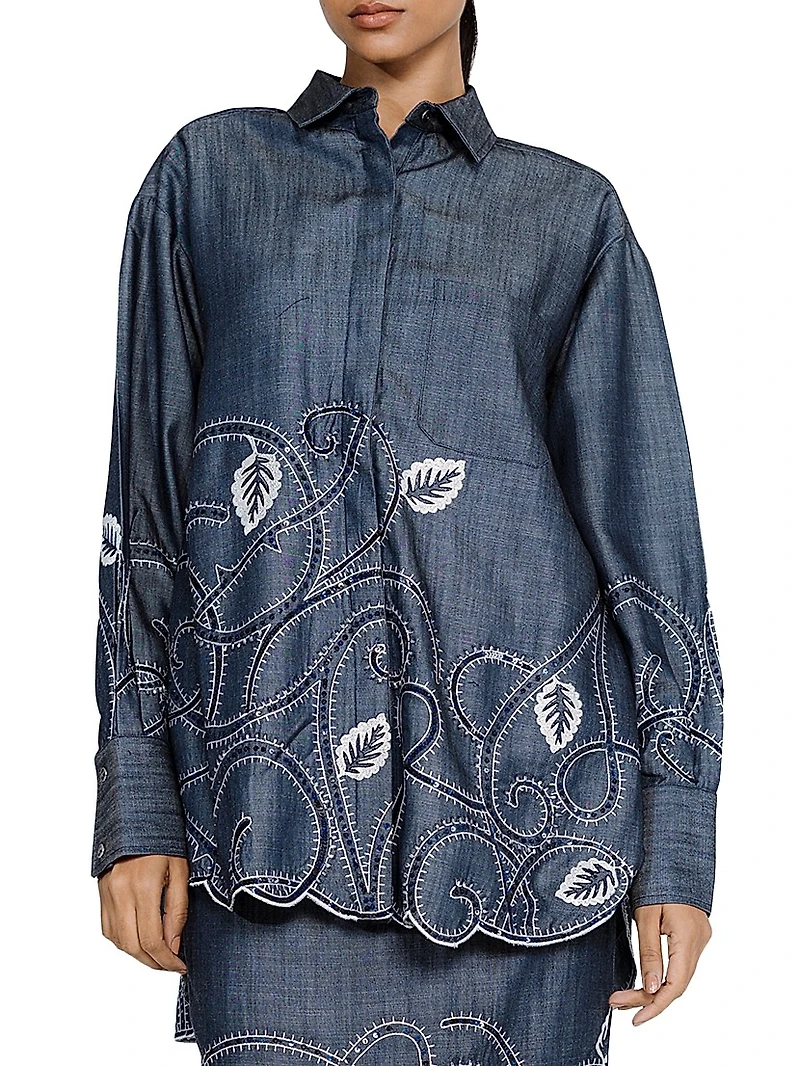 Tendril-Embroidered Shirt