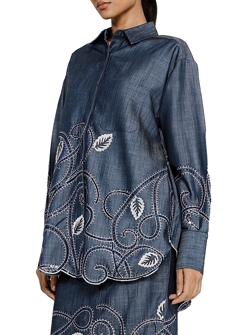 Tendril-Embroidered Shirt