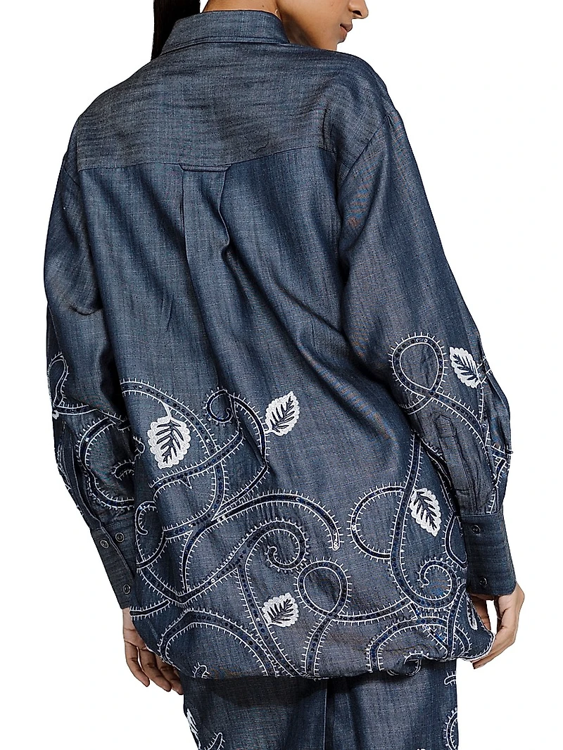 Tendril-Embroidered Shirt