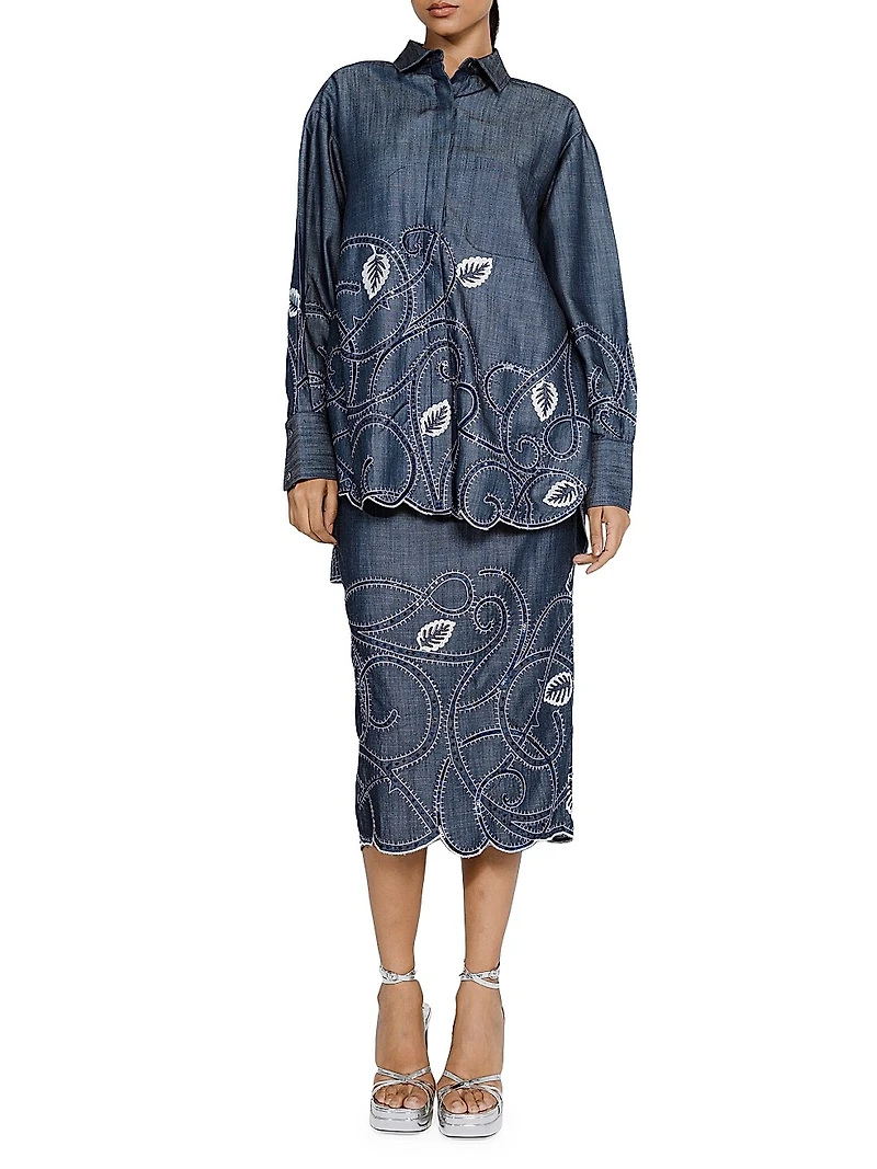 Tendril-Embroidered Shirt
