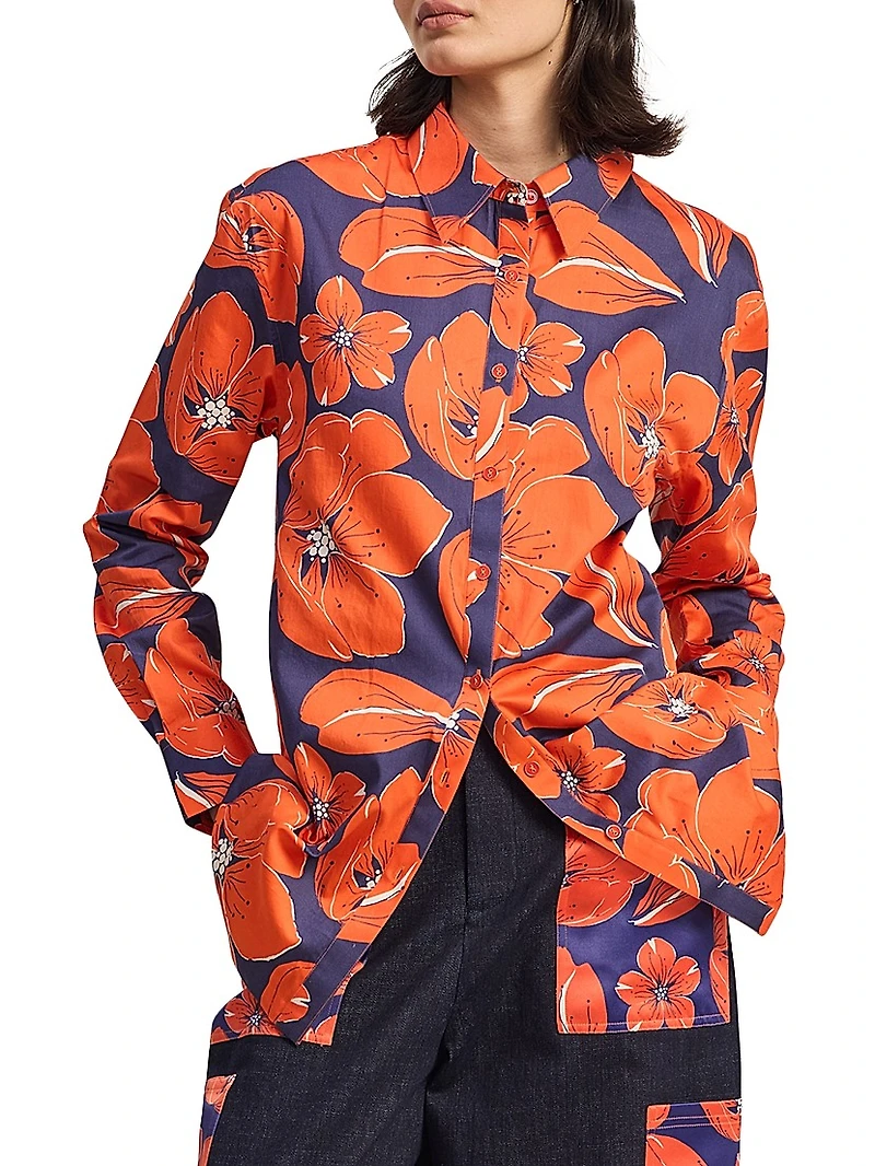 Cherry Blossom Print Cotton Shirt