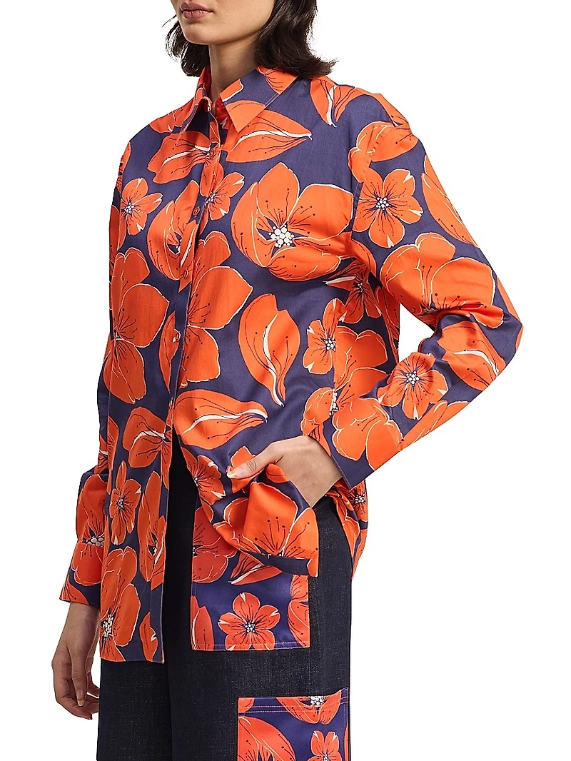 Cherry Blossom Print Cotton Shirt