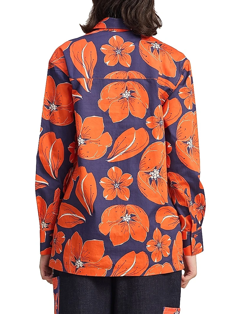 Cherry Blossom Print Cotton Shirt