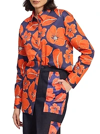 Cherry Blossom Print Cotton Shirt