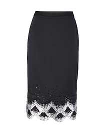 Scalloped Sequined-Hem Pencil Skirt