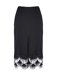 Scalloped Sequined-Hem Pencil Skirt