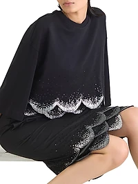 Scalloped Sequined-Hem Pencil Skirt