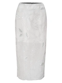 Embroidered Silk Organza Midi-Skirt