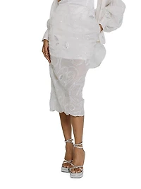 Embroidered Silk Organza Midi-Skirt