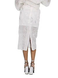 Embroidered Silk Organza Midi-Skirt