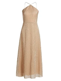 Denise Sequined Halter Cocktail Dress
