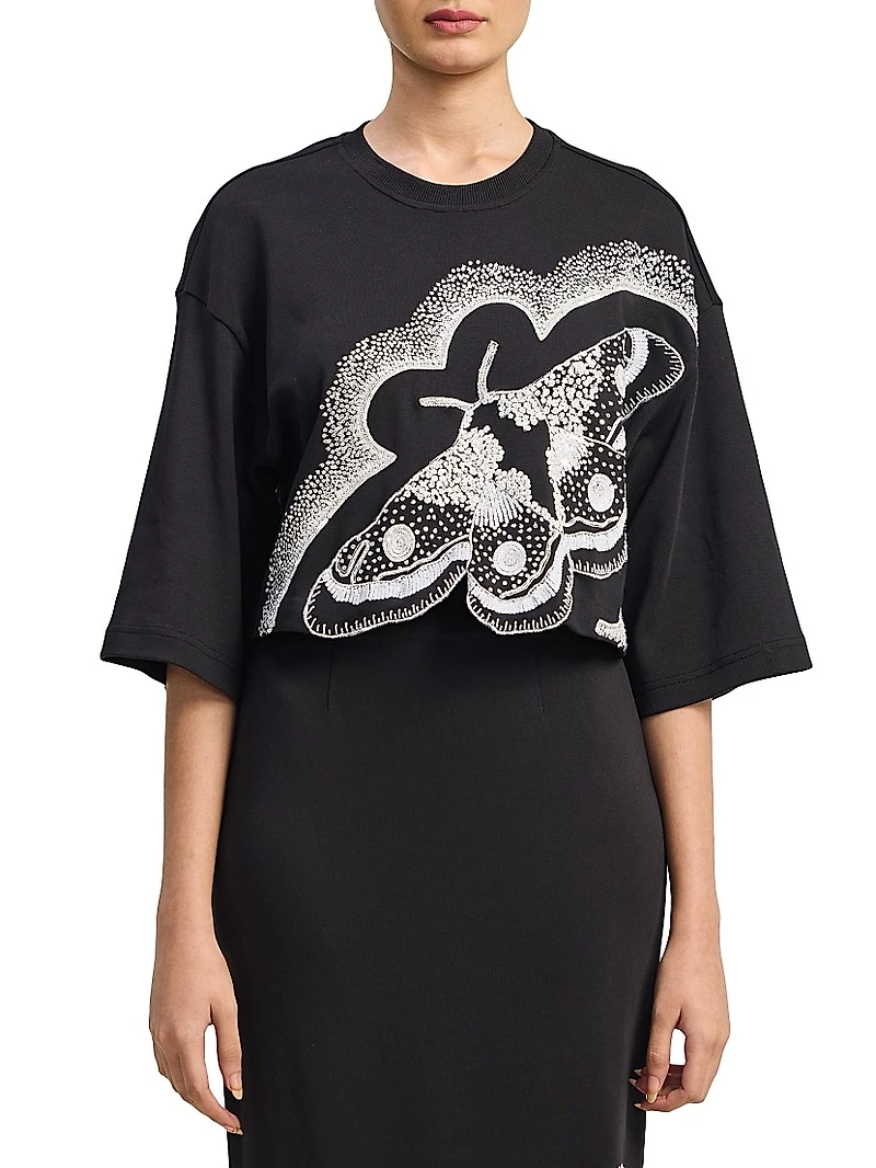 Moth Sequined Crop Top