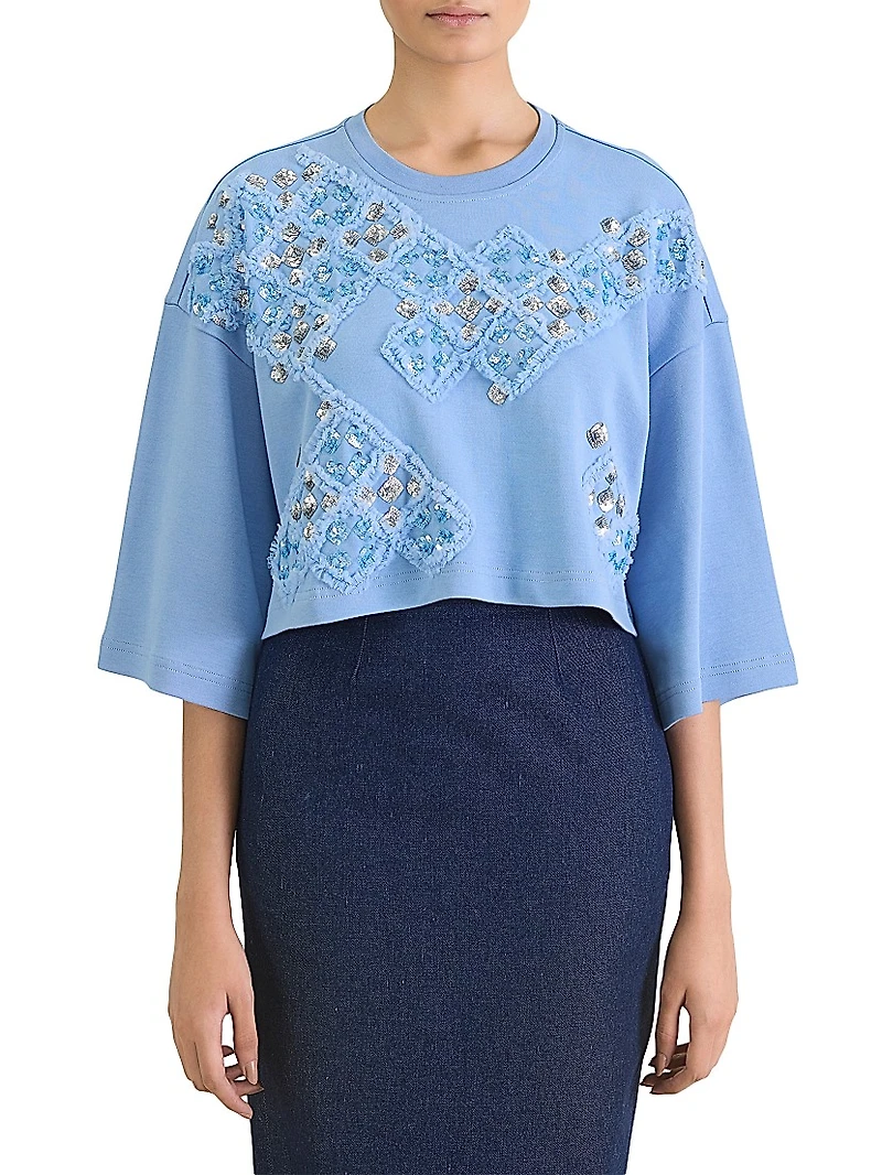 Chandelier Embroidered Cotton T-Shirt