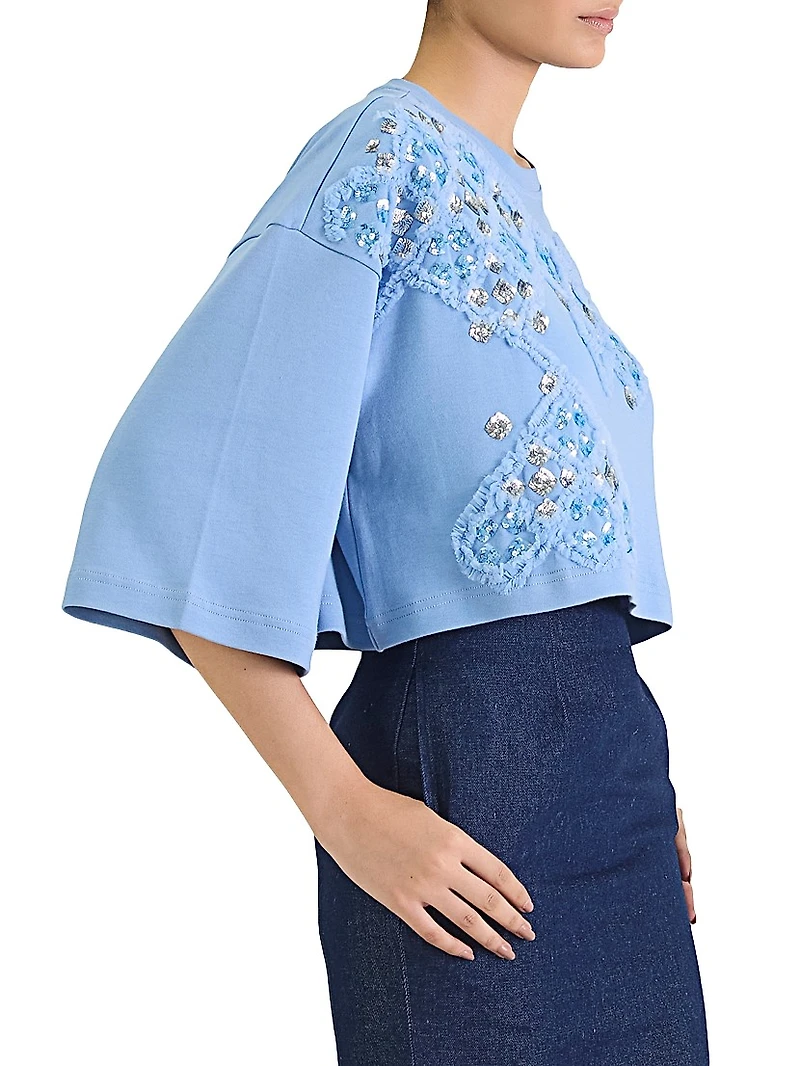 Chandelier Embroidered Cotton T-Shirt