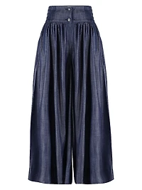Contrast Stitch High-Rise Pleated Trousers