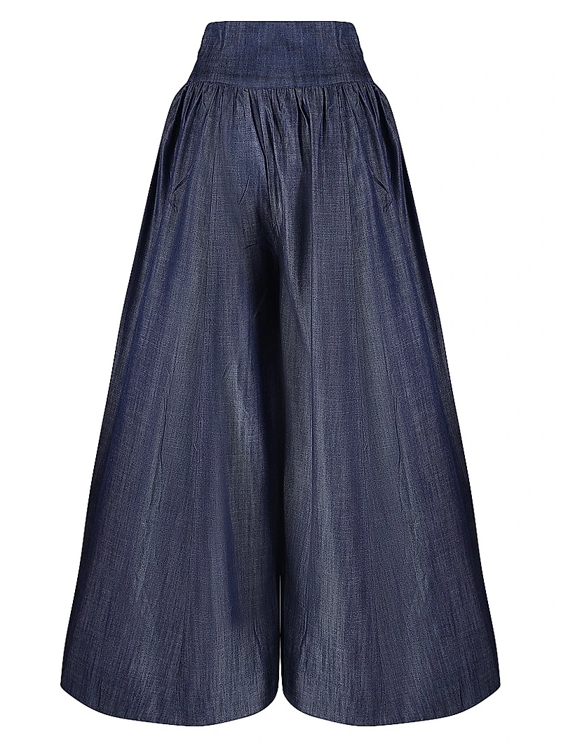 Contrast Stitch High-Rise Pleated Trousers