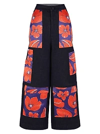 Floral Cargo Pocket Wide-Leg Trousers