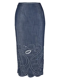 Embroidered Pencil Skirt