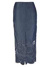 Embroidered Pencil Skirt