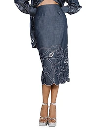 Embroidered Pencil Skirt