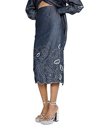 Embroidered Pencil Skirt