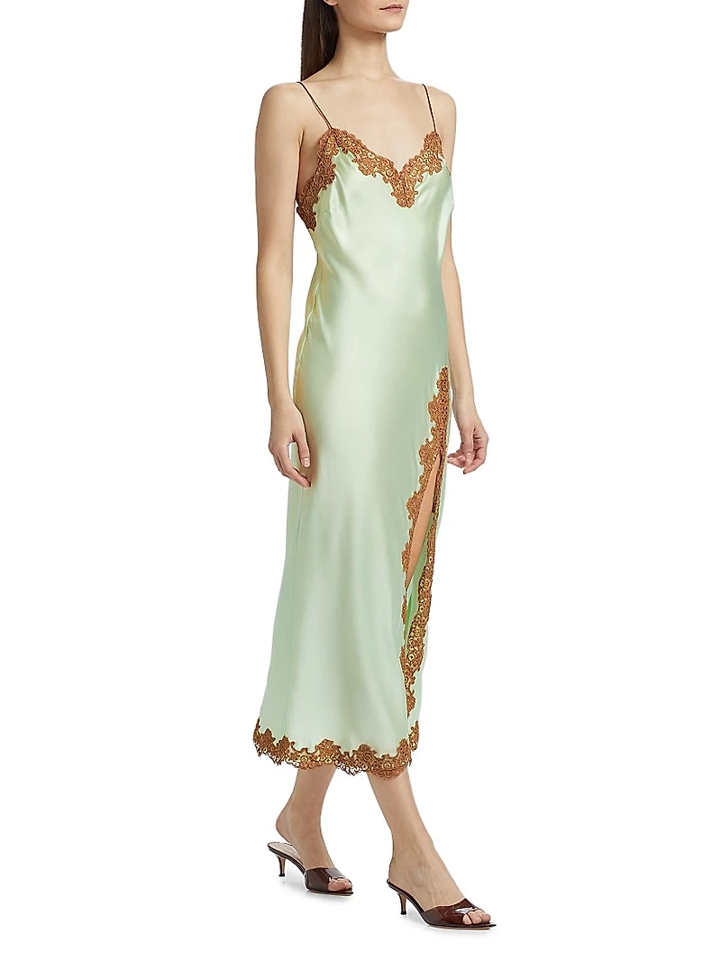 Peride Silk-Lace Midi-Slipdress