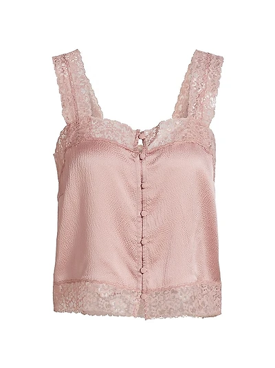 Tannis Silk-Lace Cropped Camisole Top