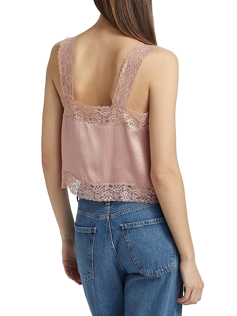 Tannis Silk-Lace Cropped Camisole Top