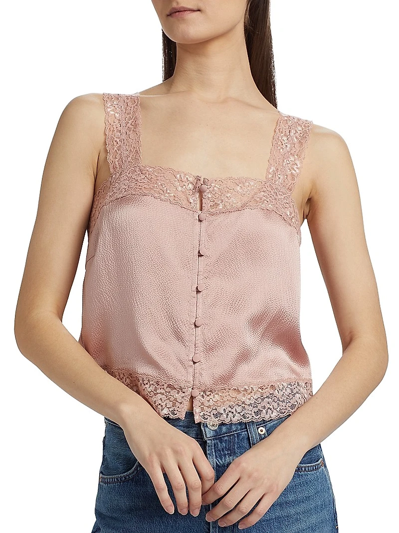Tannis Silk-Lace Cropped Camisole Top
