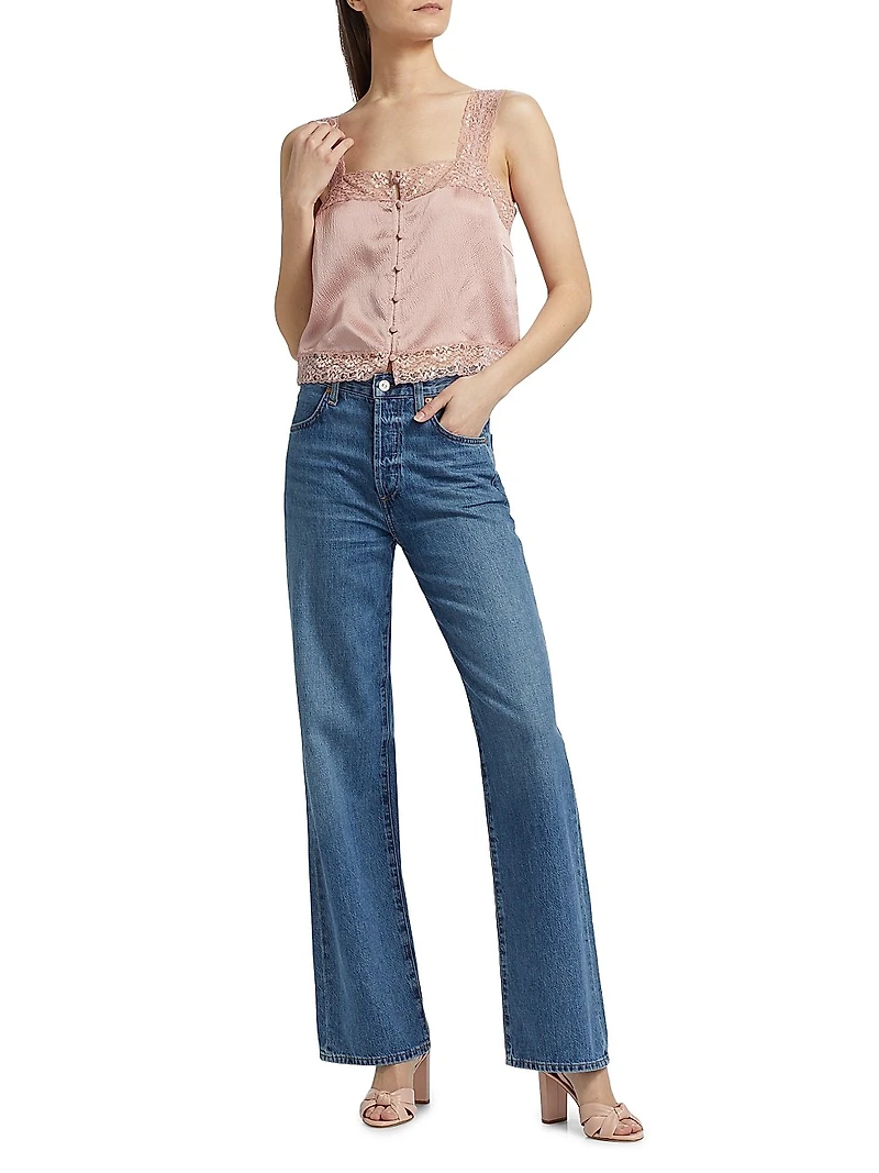 Tannis Silk-Lace Cropped Camisole Top