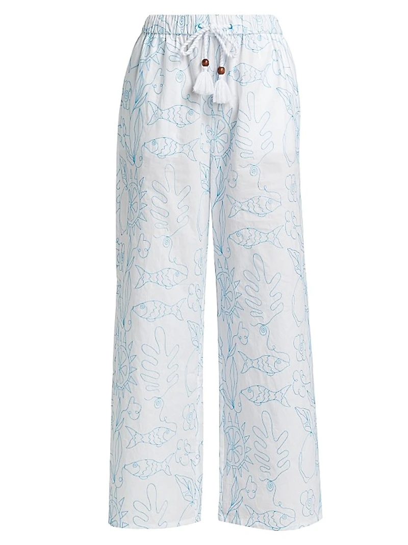 Petra Abstract Cotton Drawstring Lounge Pants