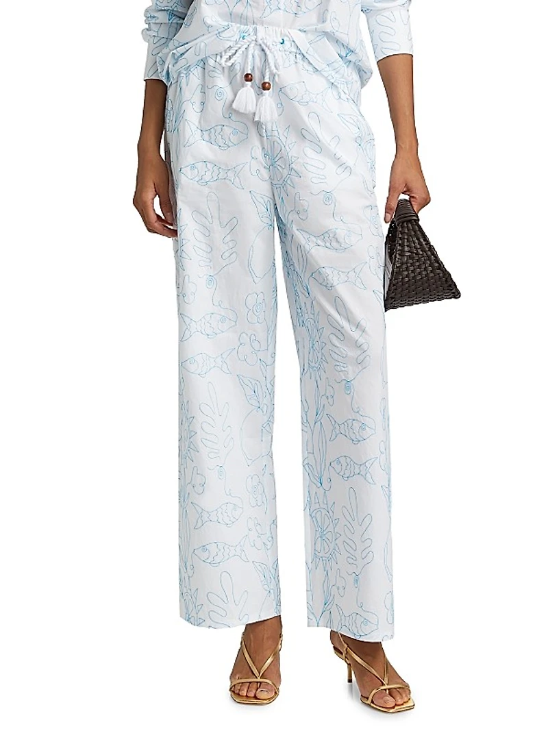 Petra Abstract Cotton Drawstring Lounge Pants