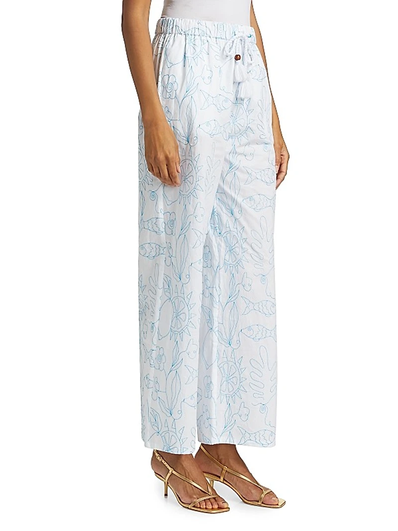 Petra Abstract Cotton Drawstring Lounge Pants