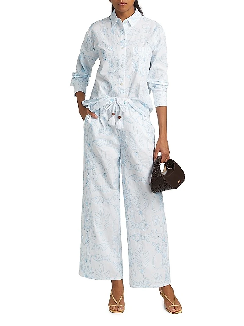 Petra Abstract Cotton Drawstring Lounge Pants