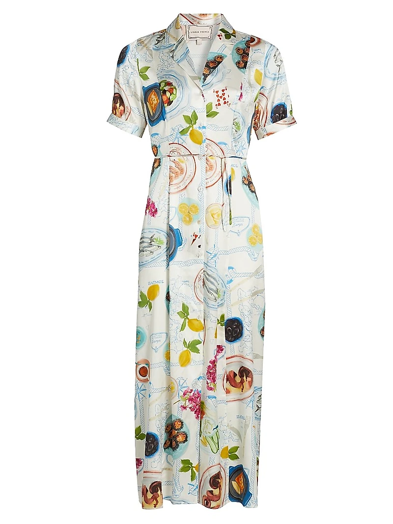 Lampi Floral Silk-Blend Shirtdress