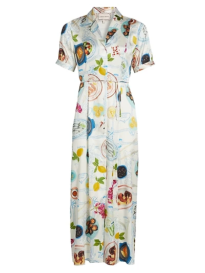 Lampi Floral Silk-Blend Shirtdress