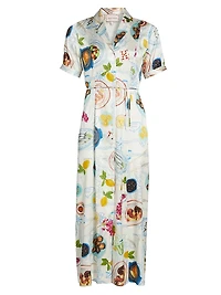 Lampi Floral Silk-Blend Shirtdress