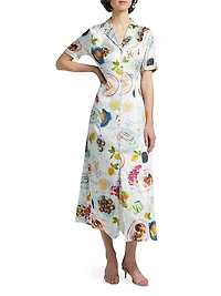 Lampi Floral Silk-Blend Shirtdress