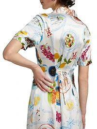 Lampi Floral Silk-Blend Shirtdress